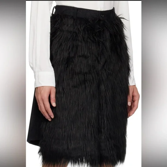 Comme des Garçons Homme Plus Black AW23 Faux-Fur & Tweed Shorts Designer - Picture 6 of 13